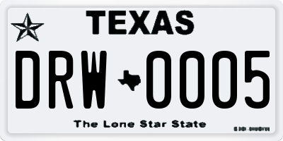 TX license plate DRW0005