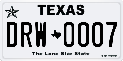 TX license plate DRW0007