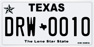 TX license plate DRW0010