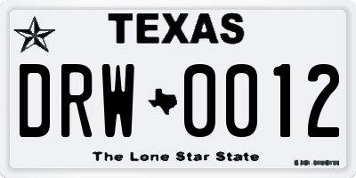 TX license plate DRW0012