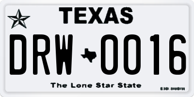 TX license plate DRW0016