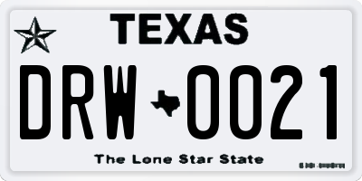 TX license plate DRW0021