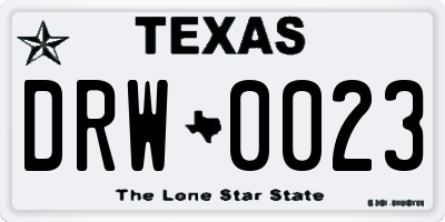 TX license plate DRW0023