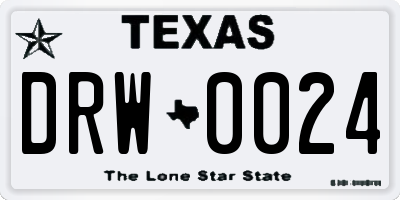 TX license plate DRW0024