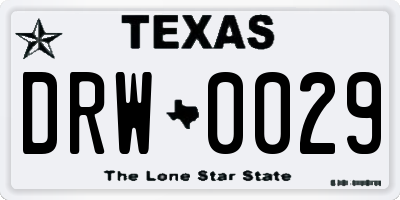 TX license plate DRW0029