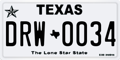 TX license plate DRW0034