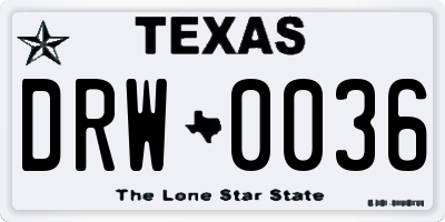 TX license plate DRW0036