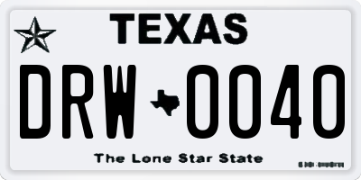 TX license plate DRW0040