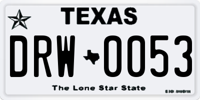 TX license plate DRW0053