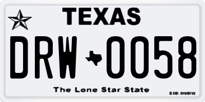 TX license plate DRW0058