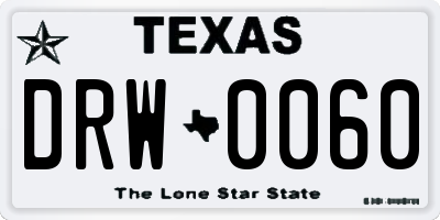 TX license plate DRW0060