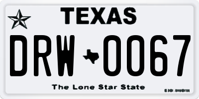 TX license plate DRW0067