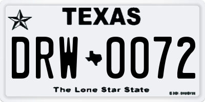 TX license plate DRW0072