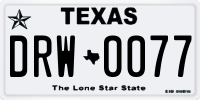 TX license plate DRW0077