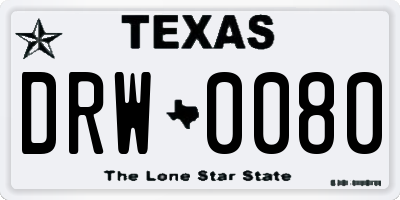 TX license plate DRW0080