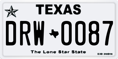 TX license plate DRW0087