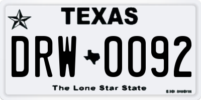 TX license plate DRW0092