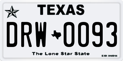 TX license plate DRW0093