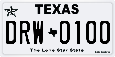 TX license plate DRW0100