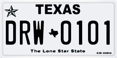 TX license plate DRW0101