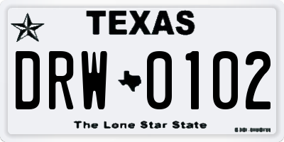 TX license plate DRW0102