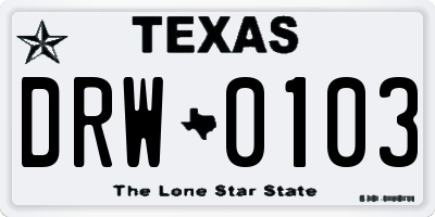 TX license plate DRW0103