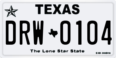 TX license plate DRW0104