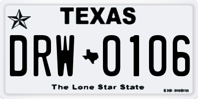 TX license plate DRW0106