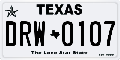 TX license plate DRW0107