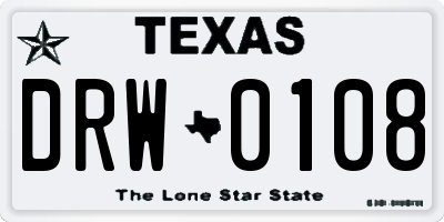 TX license plate DRW0108