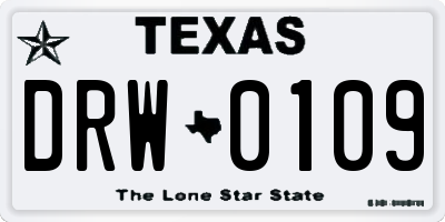 TX license plate DRW0109