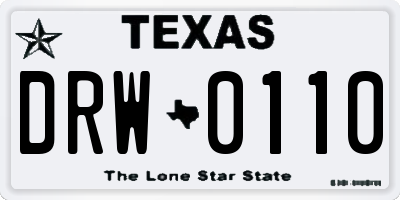 TX license plate DRW0110