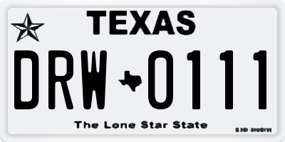 TX license plate DRW0111