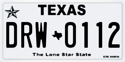 TX license plate DRW0112