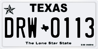 TX license plate DRW0113