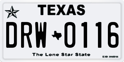 TX license plate DRW0116