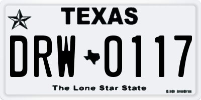 TX license plate DRW0117