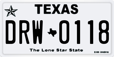 TX license plate DRW0118