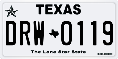 TX license plate DRW0119