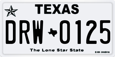 TX license plate DRW0125