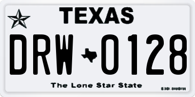 TX license plate DRW0128