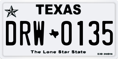 TX license plate DRW0135