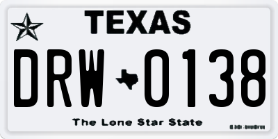 TX license plate DRW0138