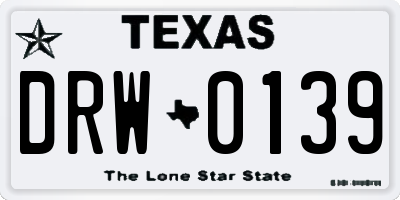 TX license plate DRW0139