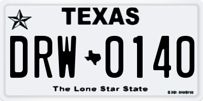 TX license plate DRW0140
