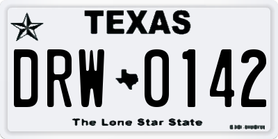 TX license plate DRW0142