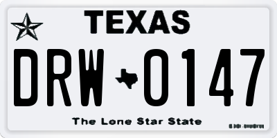 TX license plate DRW0147