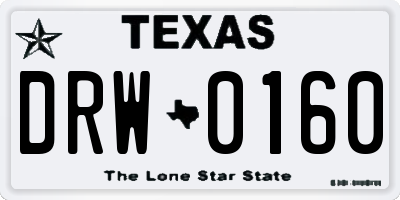 TX license plate DRW0160