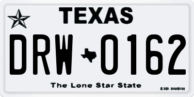 TX license plate DRW0162