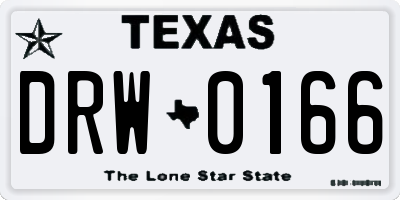 TX license plate DRW0166